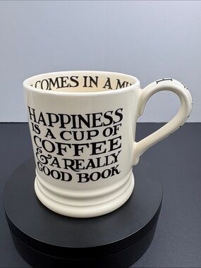 Emma Bridgewater Happiness Mug with Black Quote Print Half Pint Discontinued
